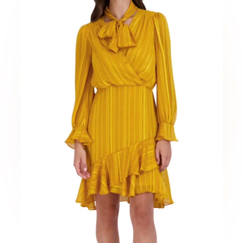 Gold Julia Jordan Tie Neck Dress